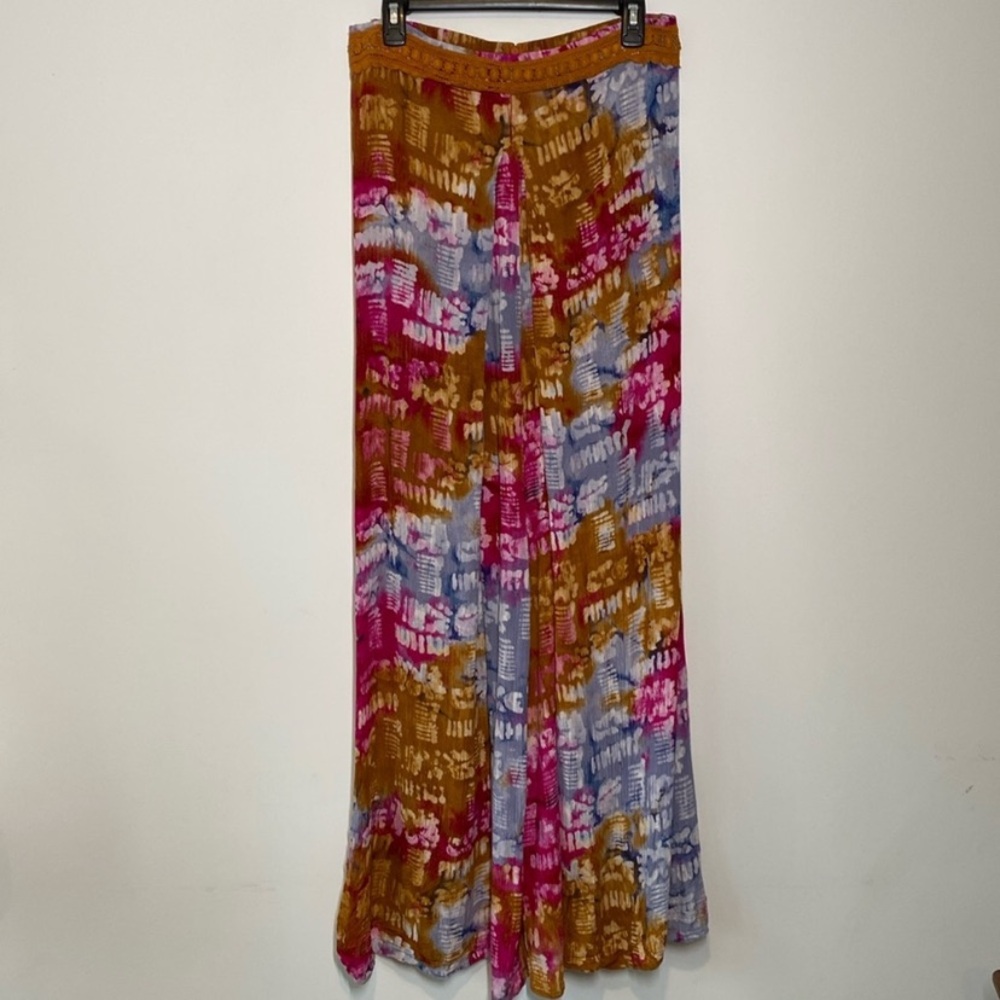 Earthbound Tie Dye Wide Leg High Waisted Boho Pants Medium - Picture 1 of 9